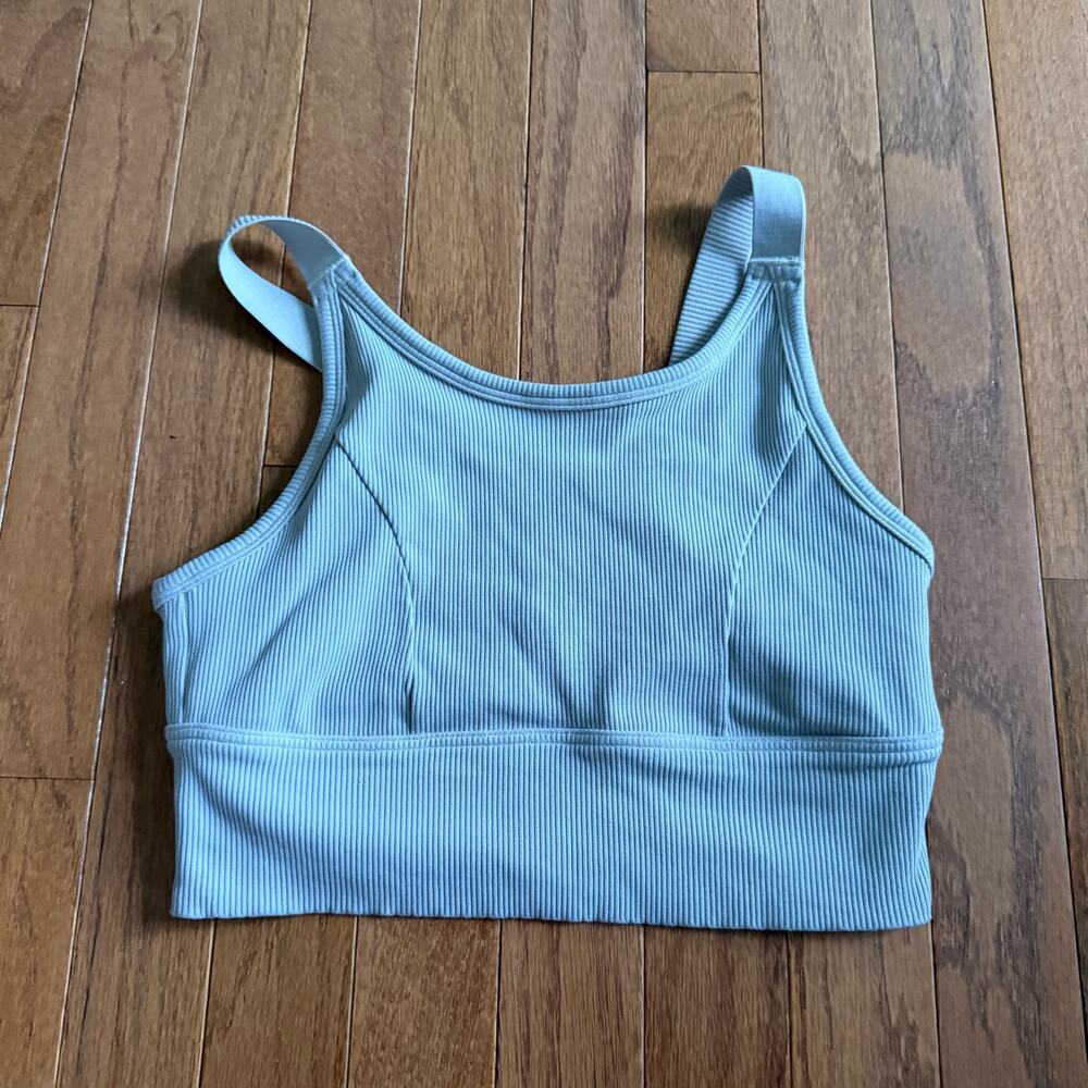Gilly Hicks Aerie | White Size Small Ribbed High Neck Cropped Sports Bra Workout